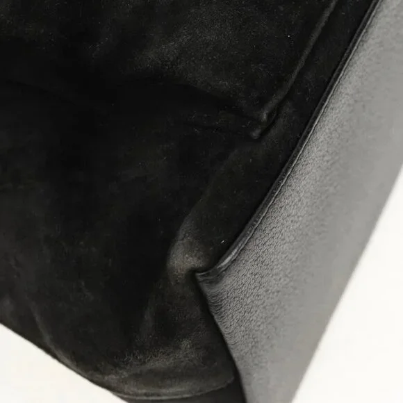 GUCCI Bamboo Hand Bag Suede 2way Black
